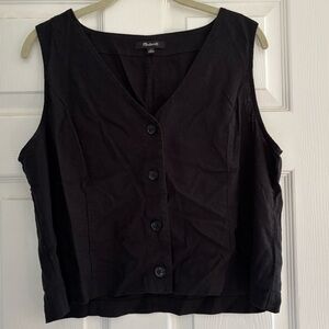 Madewell V Neck Button Down Linen Vest - Size 12